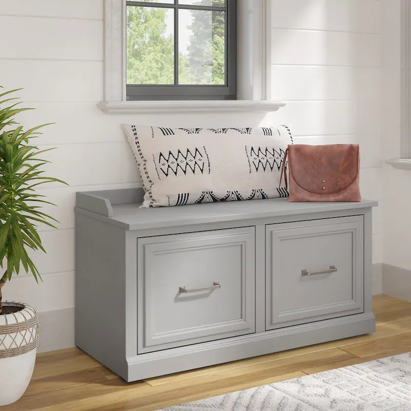 Woodland 40W Shoe Storage Bench with Doors by Bush Furniture