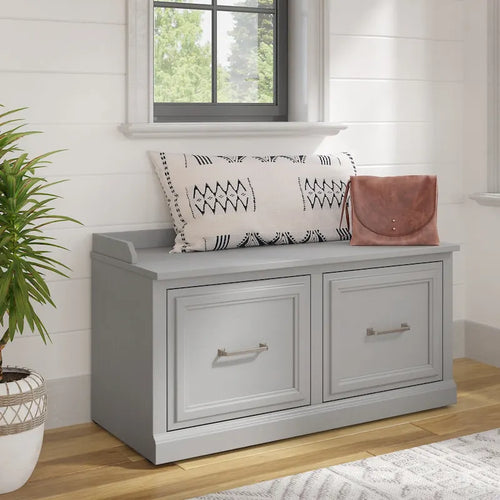 Woodland 40W Shoe Storage Bench with Doors by Bush Furniture