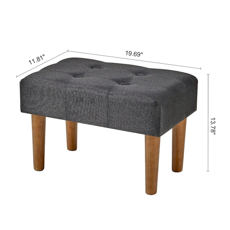 Set di 2 piccoli poggiapiedi pouf, poggiapiedi in lino con gambe, poggiapiedi rettangolare imbottito