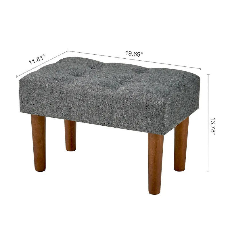 Set di 2 piccoli poggiapiedi pouf, poggiapiedi in lino con gambe, poggiapiedi rettangolare imbottito