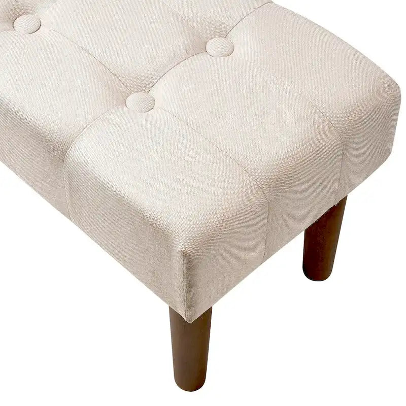 Set di 2 piccoli poggiapiedi pouf, poggiapiedi in lino con gambe, poggiapiedi rettangolare imbottito