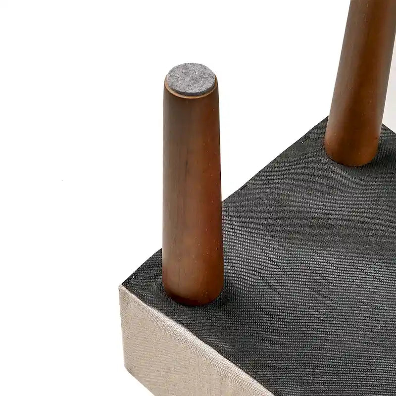 Set di 2 piccoli poggiapiedi pouf, poggiapiedi in lino con gambe, poggiapiedi rettangolare imbottito