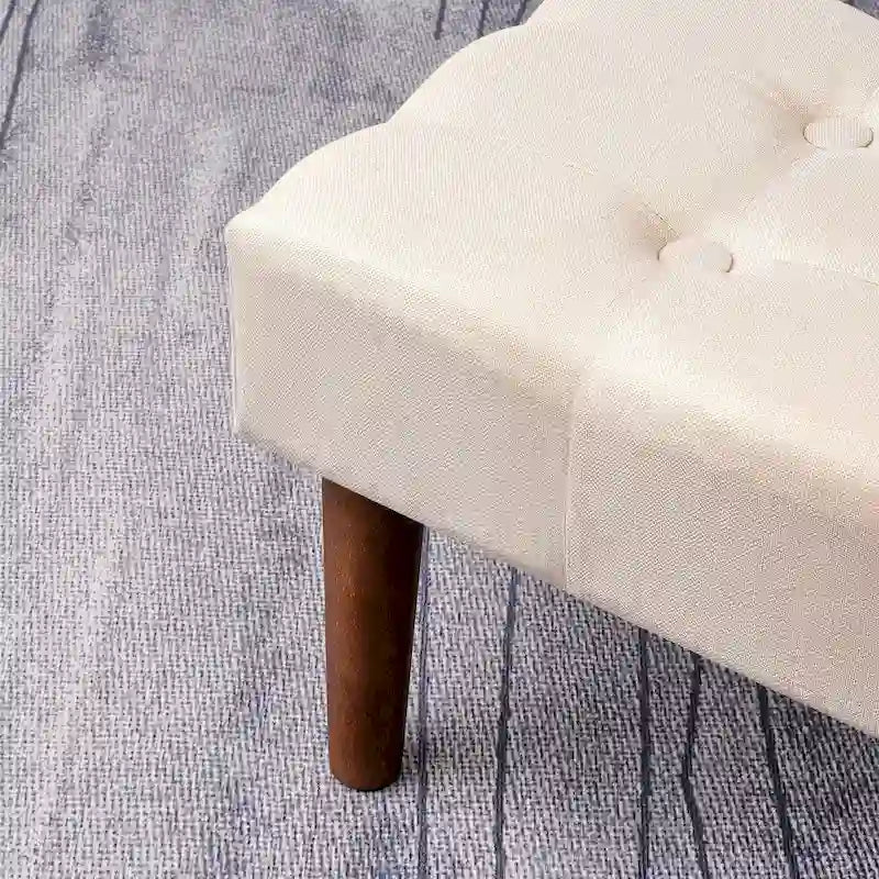Set di 2 piccoli poggiapiedi pouf, poggiapiedi in lino con gambe, poggiapiedi rettangolare imbottito
