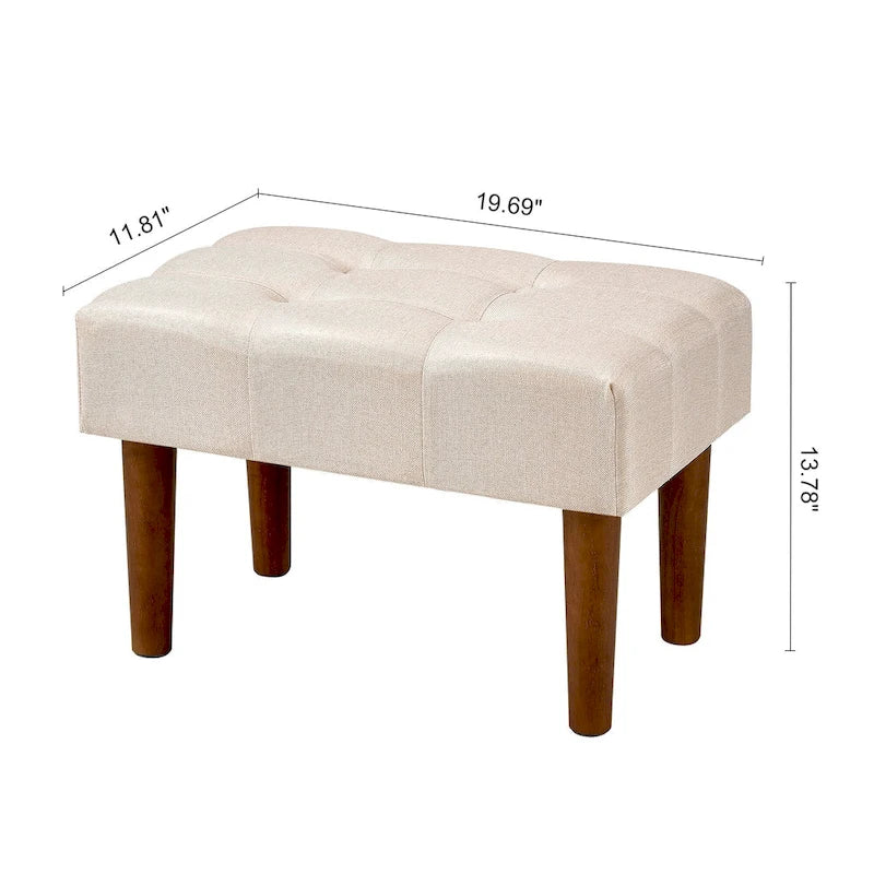 Set di 2 piccoli poggiapiedi pouf, poggiapiedi in lino con gambe, poggiapiedi rettangolare imbottito