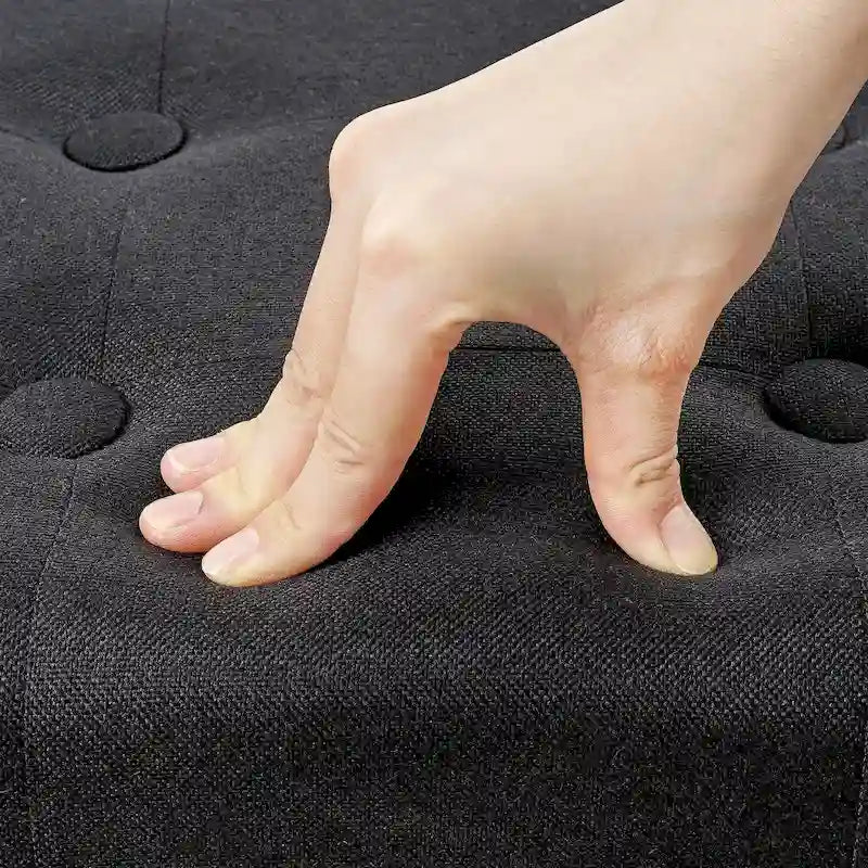 Set di 2 piccoli poggiapiedi pouf, poggiapiedi in lino con gambe, poggiapiedi rettangolare imbottito