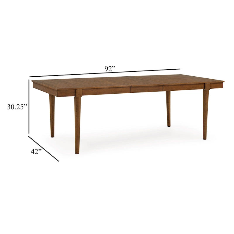 Table de salle à manger à pieds fuselés, extensible de 74-92 pouces, en bois dur brun