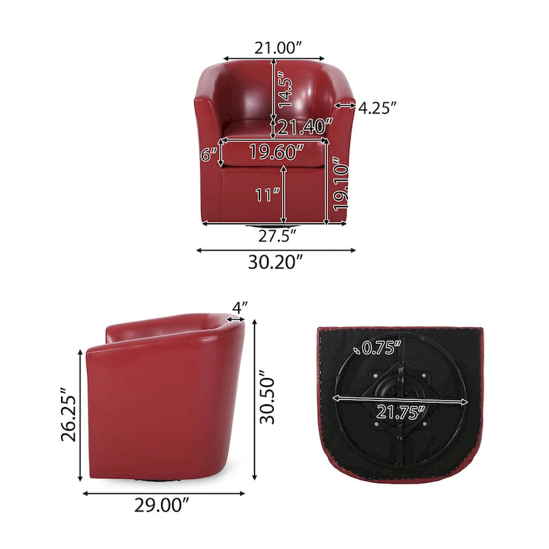 Drehbarer Clubsessel - 29.00 T x 30.20 B x 30.50 H