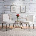 Wing Back Studded Fabric Accent Chairs (Set of 2)