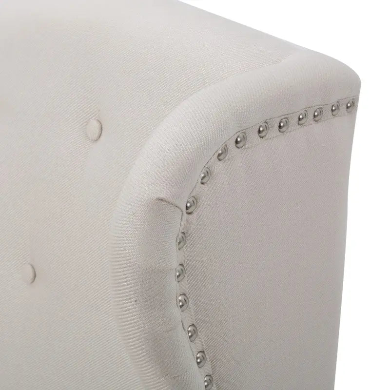 Wing Back Studded Fabric Accent Chairs (Set of 2)