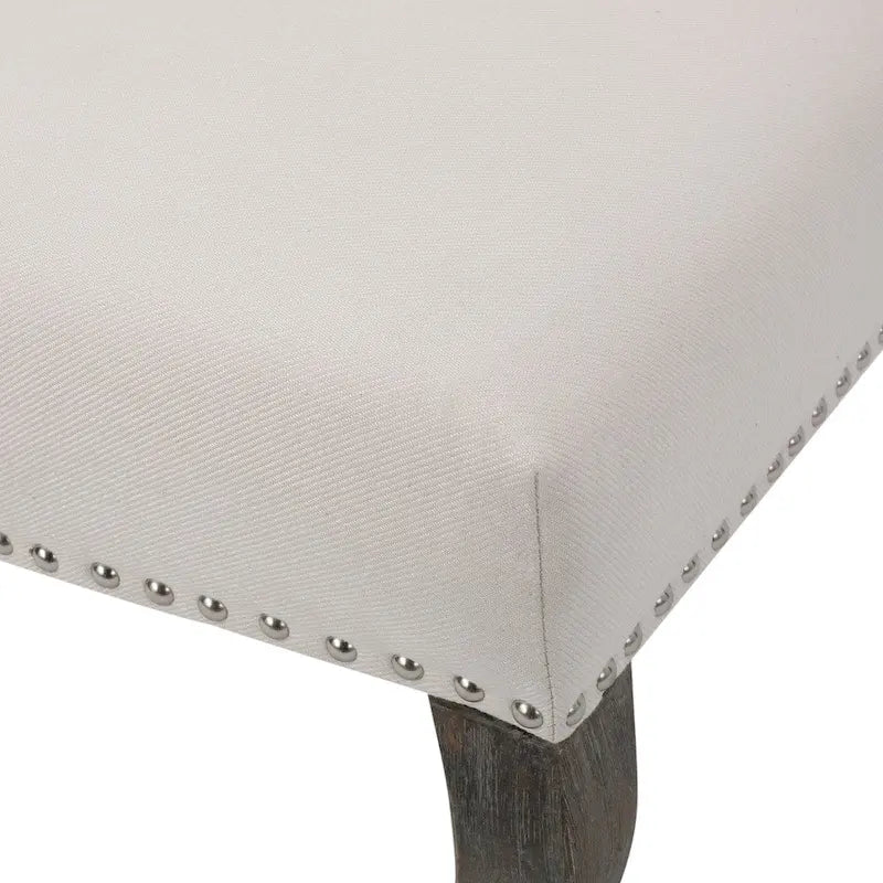 Wing Back Studded Fabric Accent Chairs (Set of 2)