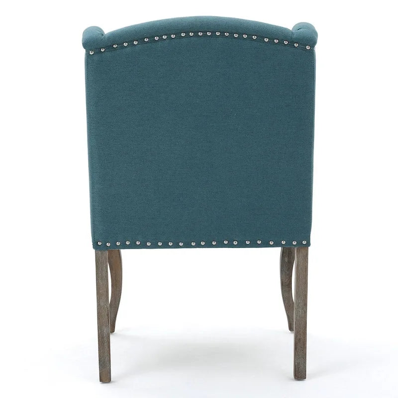 Wing Back Studded Fabric Accent Chairs (Set of 2)