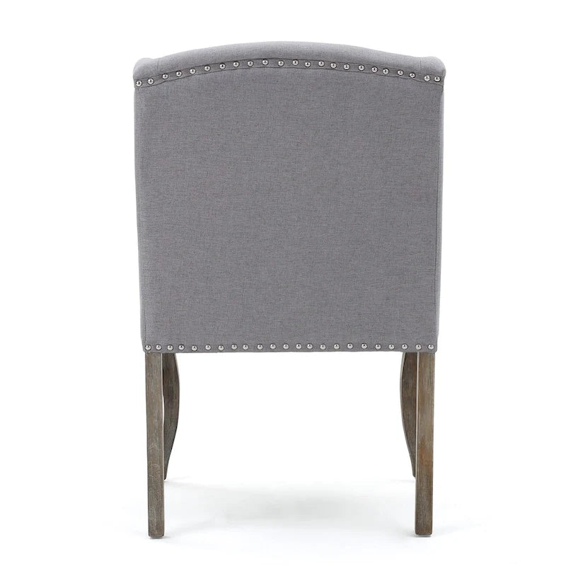 Wing Back Studded Fabric Accent Chairs (Set of 2)