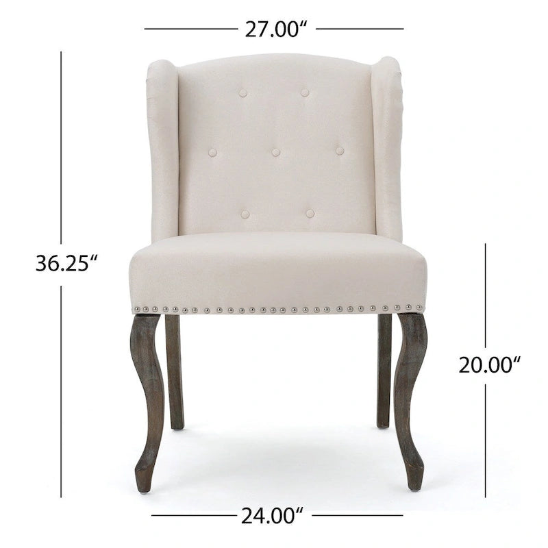 Wing Back Studded Fabric Accent Chairs (Set of 2)