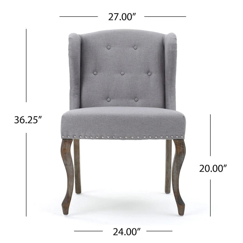 Wing Back Studded Fabric Accent Chairs (Set of 2)