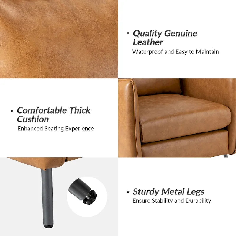 Modernes Akzentstuhl-Set aus veganem Leder mit Metallbeinen, 2 Stück