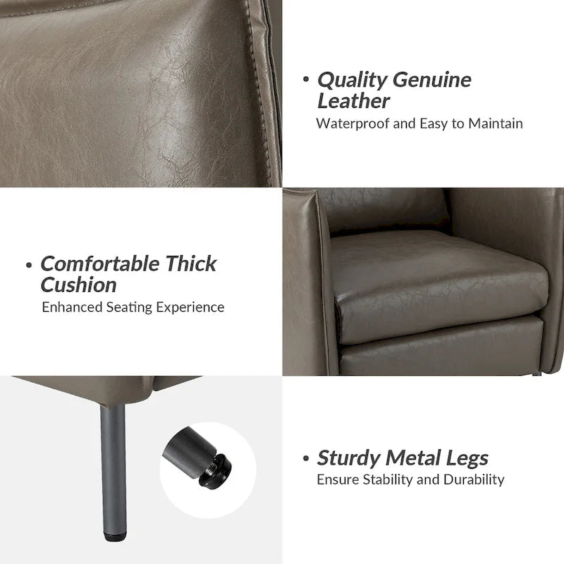 Modernes Akzentstuhl-Set aus veganem Leder mit Metallbeinen, 2 Stück