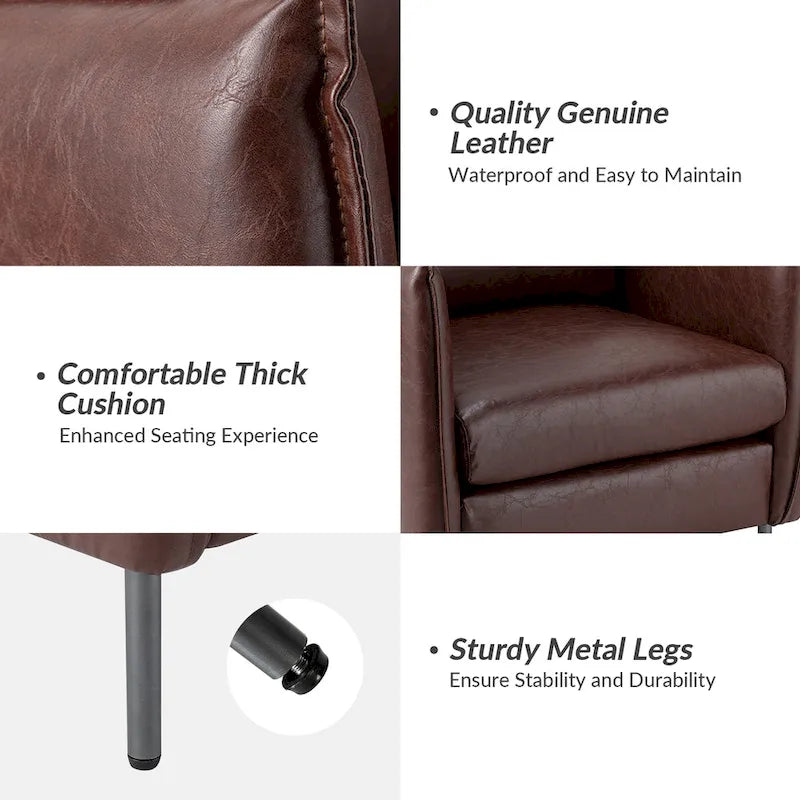 Modernes Akzentstuhl-Set aus veganem Leder mit Metallbeinen, 2 Stück
