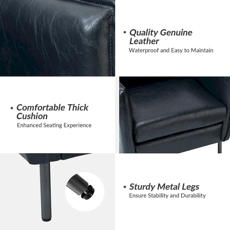 Modernes Akzentstuhl-Set aus veganem Leder mit Metallbeinen, 2 Stück