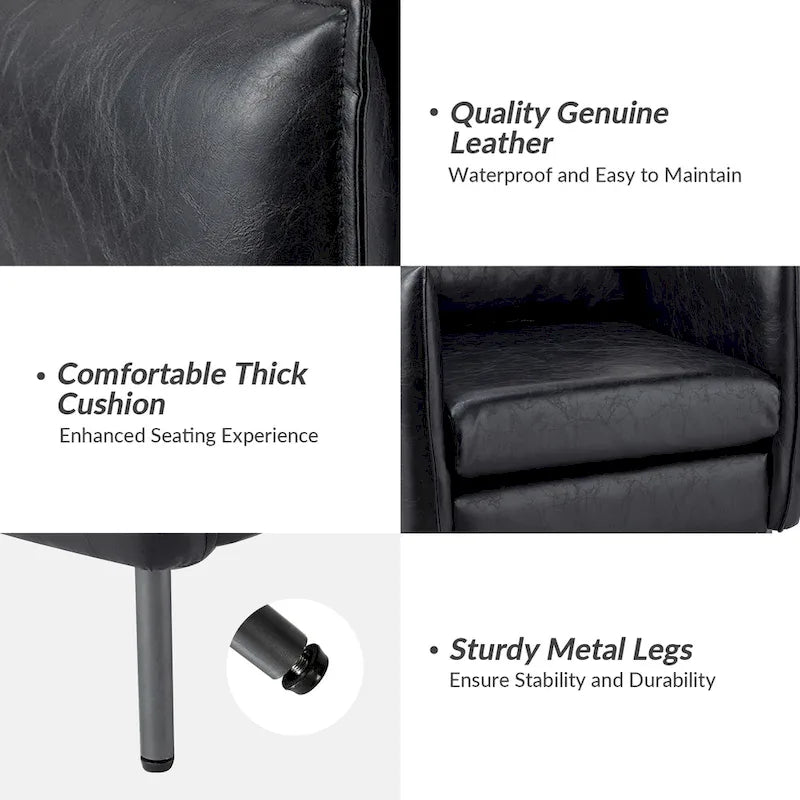 Modernes Akzentstuhl-Set aus veganem Leder mit Metallbeinen, 2 Stück
