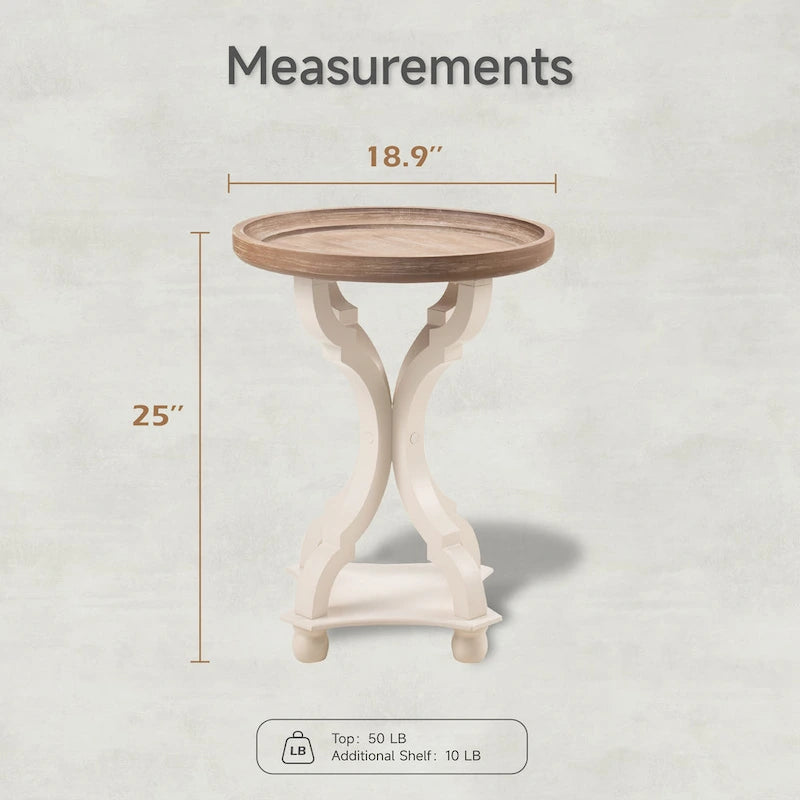 Rustic Farmhouse Cottagecore Accent End Table
