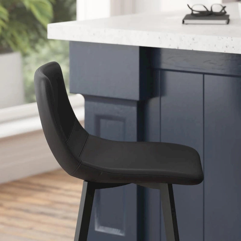 Set of 2 Armless Upholstered Metal Counter Stools