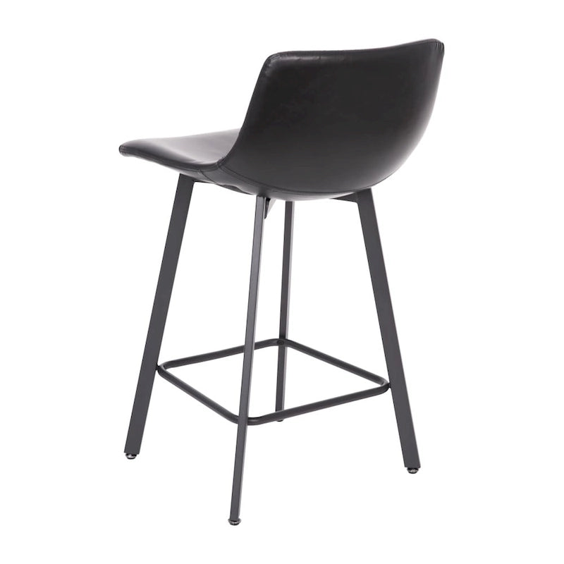 Set of 2 Armless Upholstered Metal Counter Stools