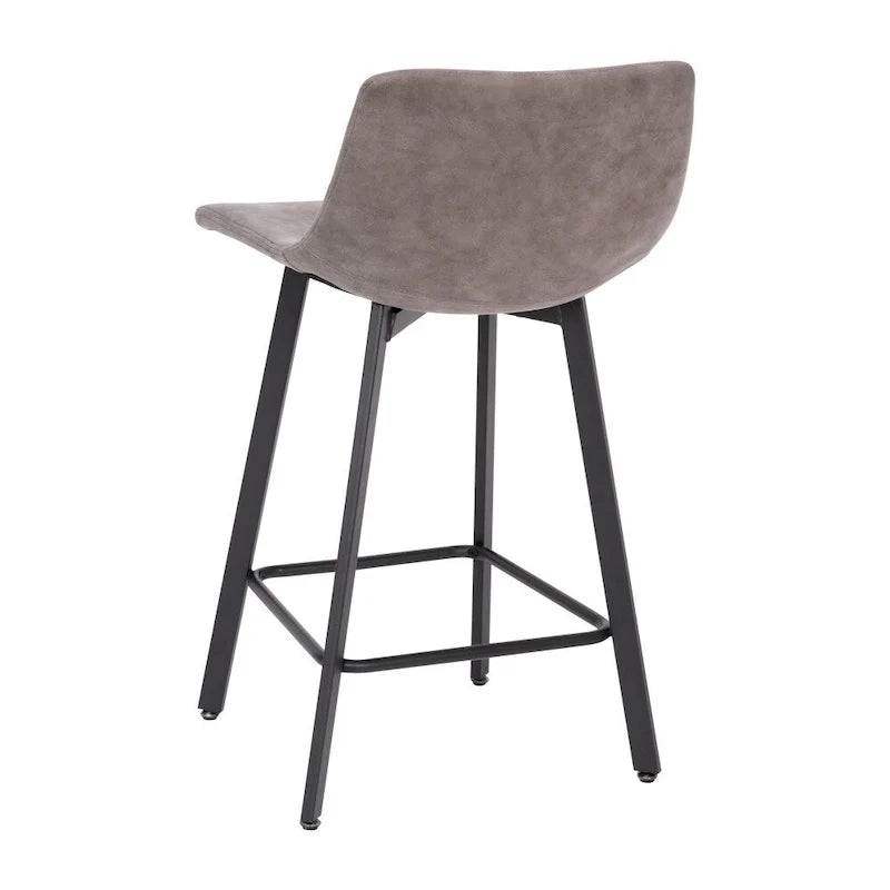 Set of 2 Armless Upholstered Metal Counter Stools