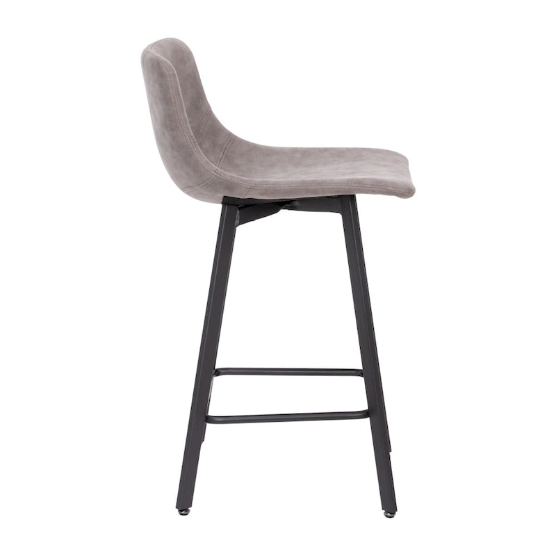 Set of 2 Armless Upholstered Metal Counter Stools
