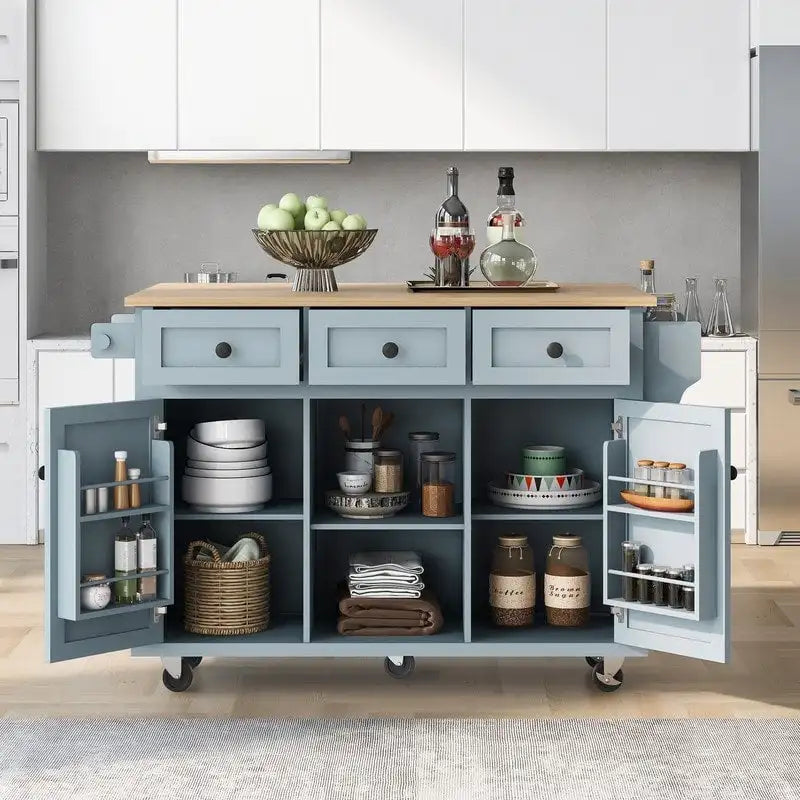 Drop-Leaf Counter top Kitchen Cart,Kitchen Island with 3 Drawers