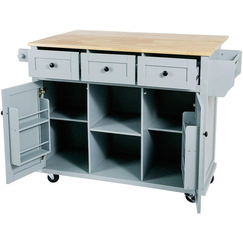 Drop-Leaf Counter top Kitchen Cart,Kitchen Island with 3 Drawers