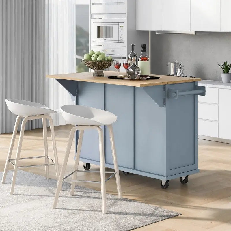 Drop-Leaf Counter top Kitchen Cart,Kitchen Island with 3 Drawers