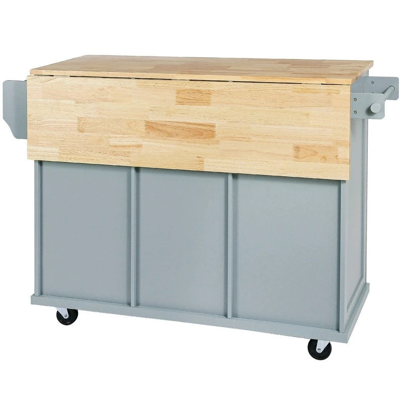 Drop-Leaf Counter top Kitchen Cart,Kitchen Island with 3 Drawers