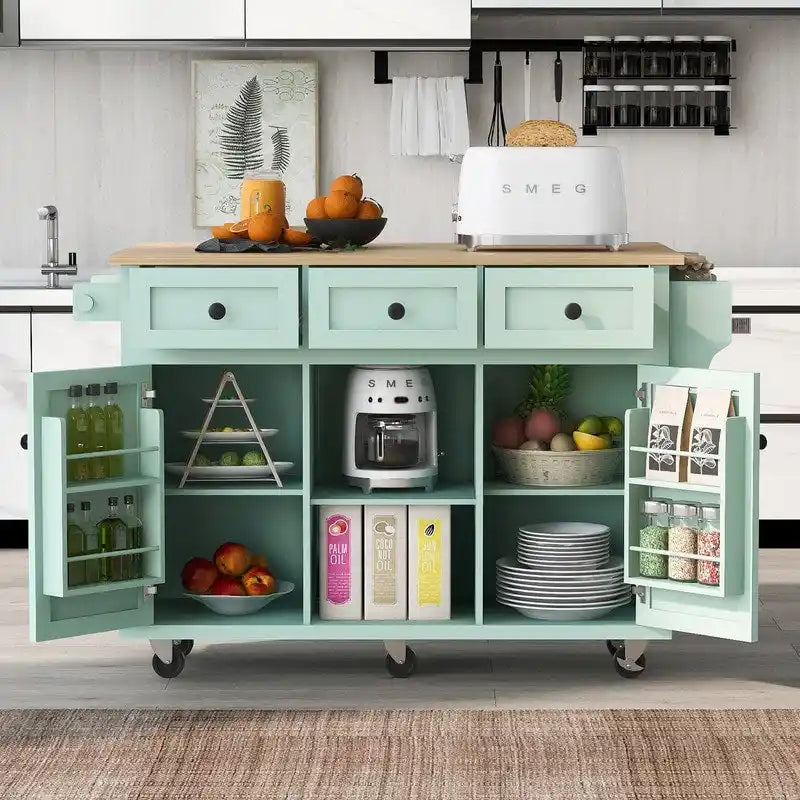 Drop-Leaf Counter top Kitchen Cart,Kitchen Island with 3 Drawers