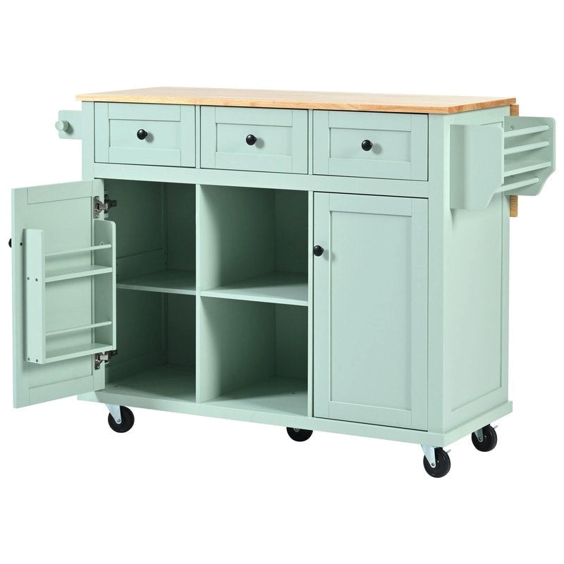 Drop-Leaf Counter top Kitchen Cart,Kitchen Island with 3 Drawers