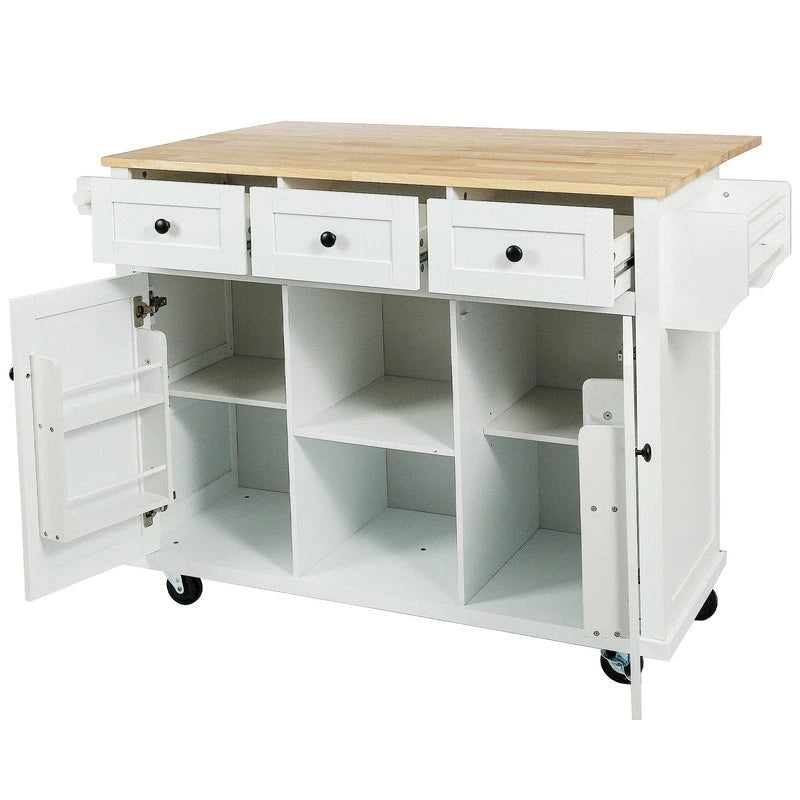 Drop-Leaf Counter top Kitchen Cart,Kitchen Island with 3 Drawers
