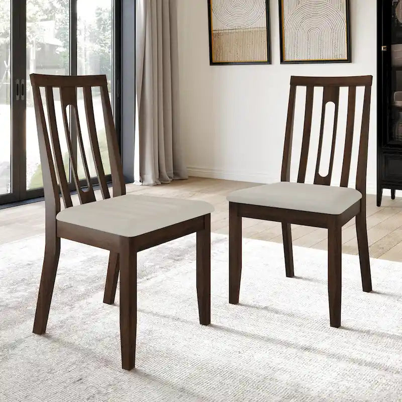 Contemporary Wooden Dining Chairs (Set of 2) - N/A