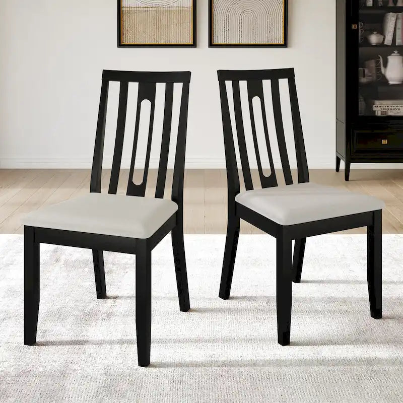 Contemporary Wooden Dining Chairs (Set of 2) - N/A