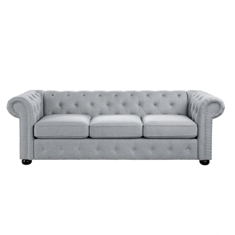 Tufted 3-seater Sofa with Rolled Arms