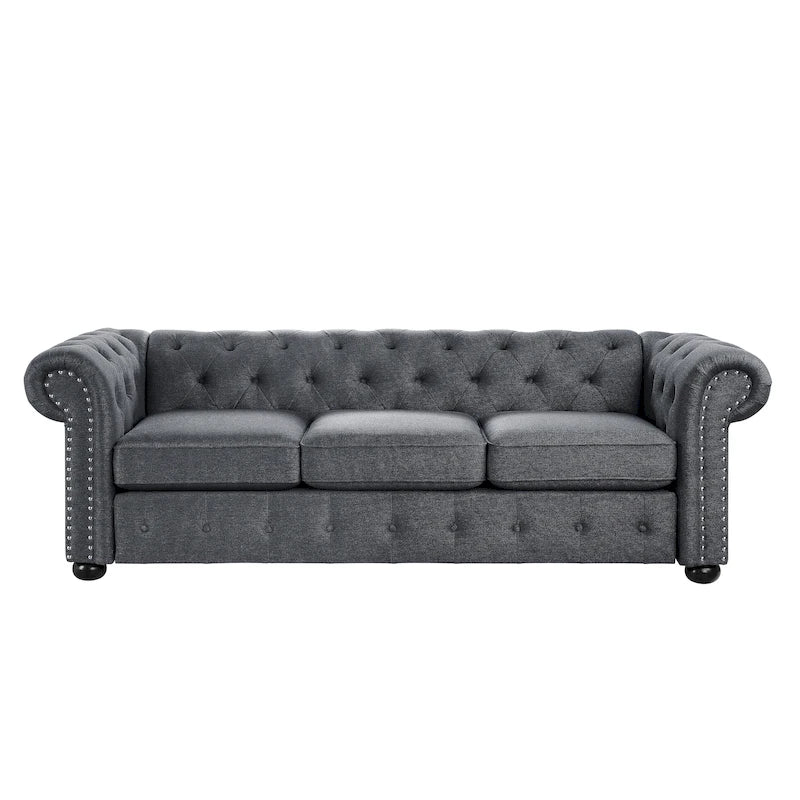 Tufted 3-seater Sofa with Rolled Arms