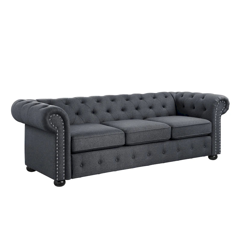 3-Sitzer-Sofa mit Knopfheftung und gerollten Armlehnen