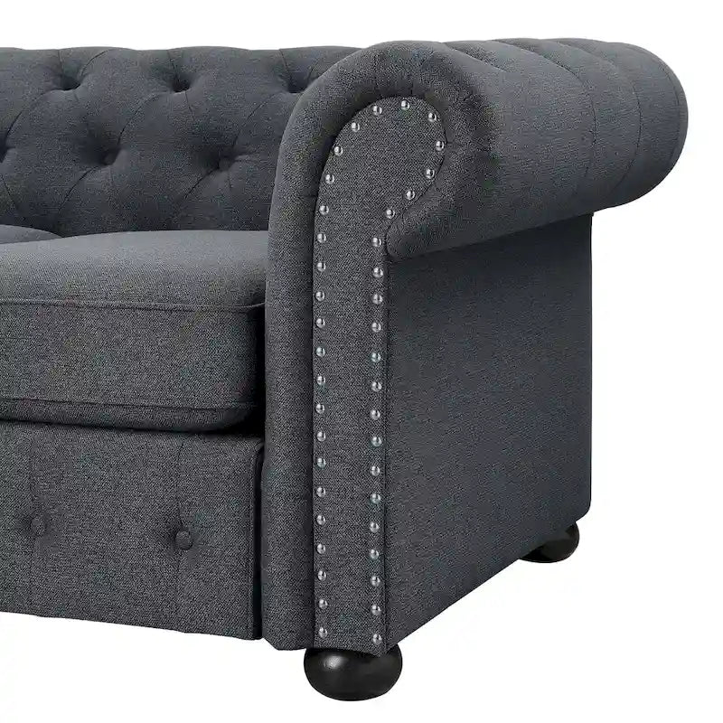 3-Sitzer-Sofa mit Knopfheftung und gerollten Armlehnen