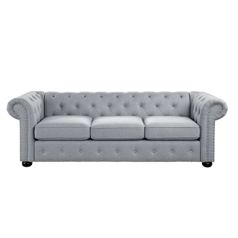 3-Sitzer-Sofa mit Knopfheftung und gerollten Armlehnen