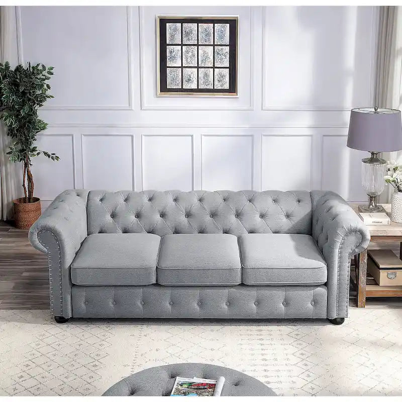 3-Sitzer-Sofa mit Knopfheftung und gerollten Armlehnen