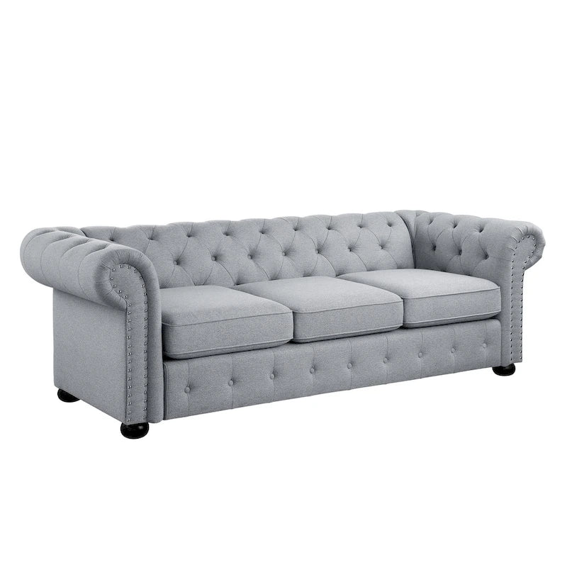 3-Sitzer-Sofa mit Knopfheftung und gerollten Armlehnen