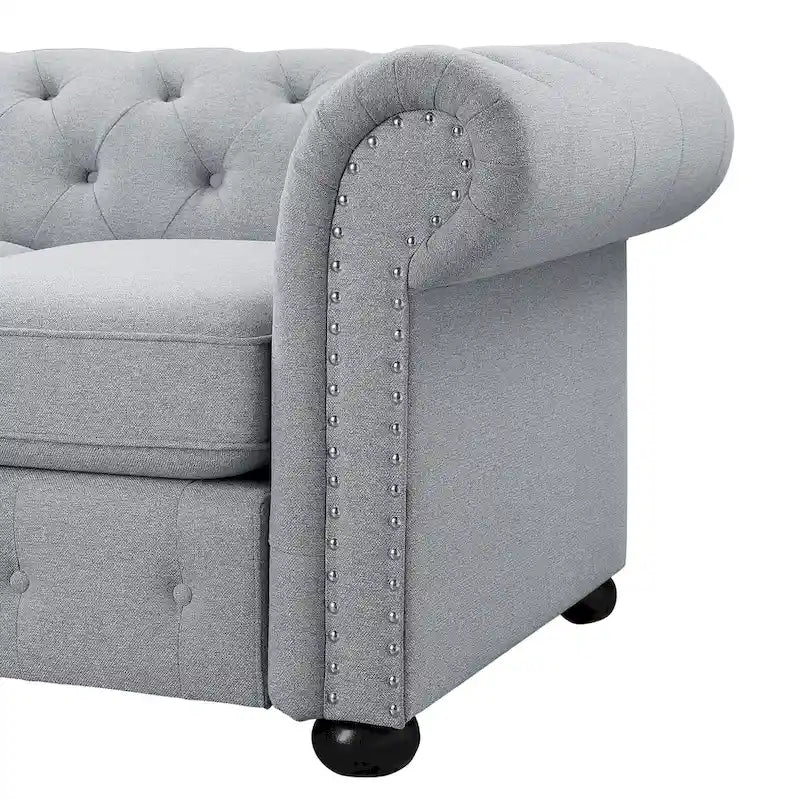 3-Sitzer-Sofa mit Knopfheftung und gerollten Armlehnen