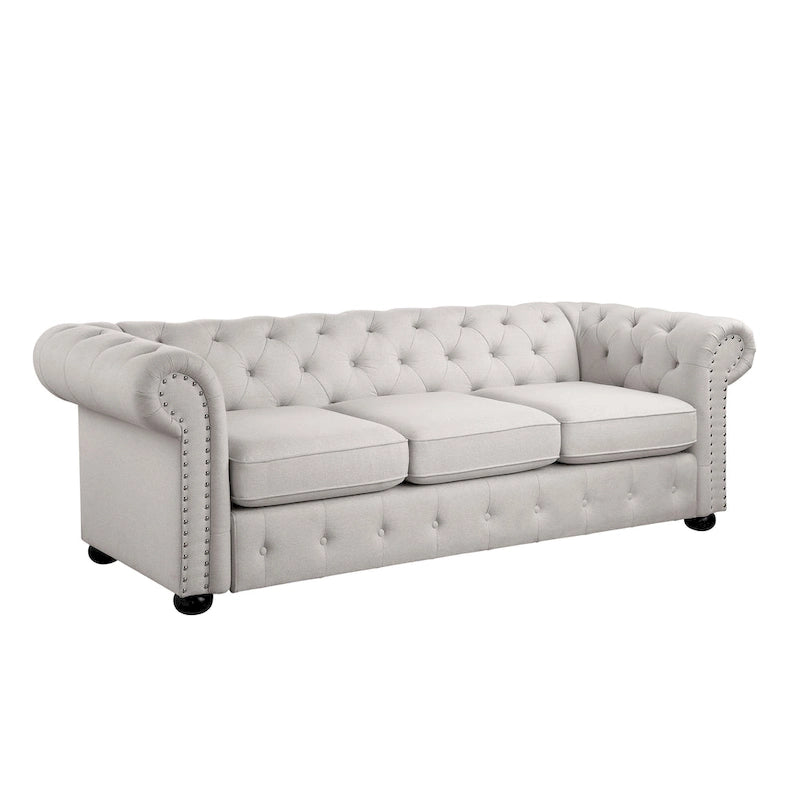 3-Sitzer-Sofa mit Knopfheftung und gerollten Armlehnen