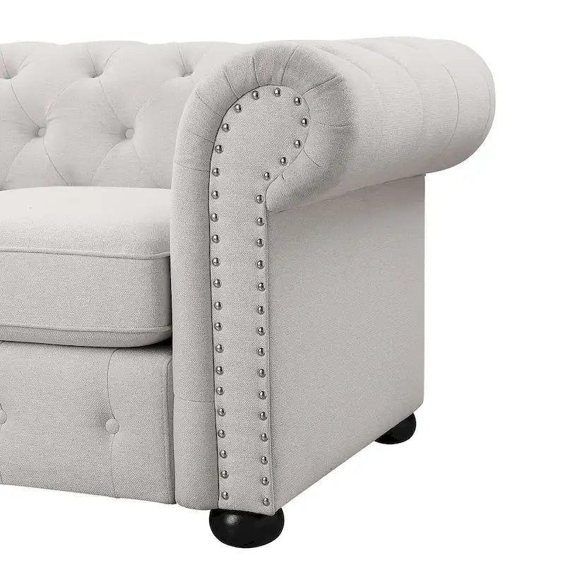 3-Sitzer-Sofa mit Knopfheftung und gerollten Armlehnen