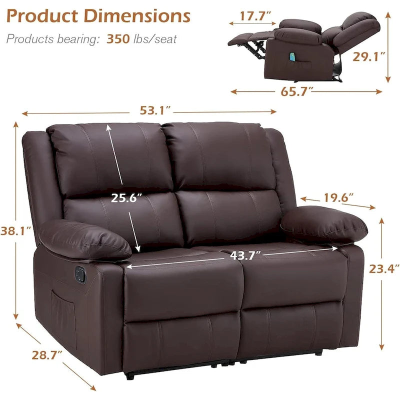 Zweisitziges Relaxsofa mit Heiz- und Massagefunktion