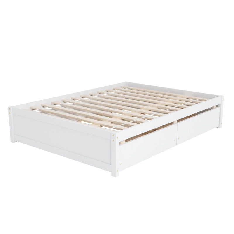 Full Bed Frame With Twin Trundle and 2 Drawers