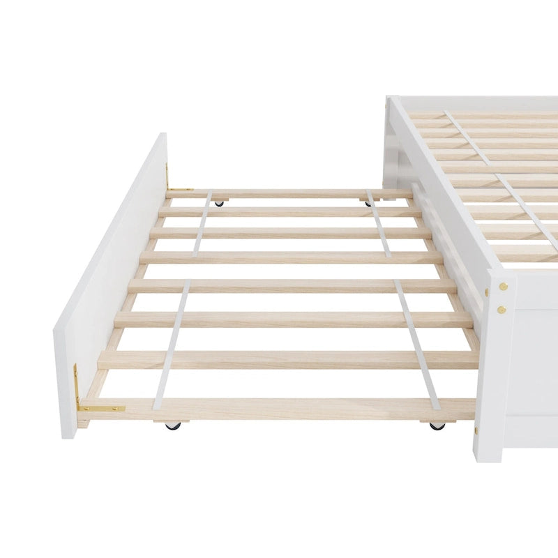 Full Bed Frame With Twin Trundle and 2 Drawers
